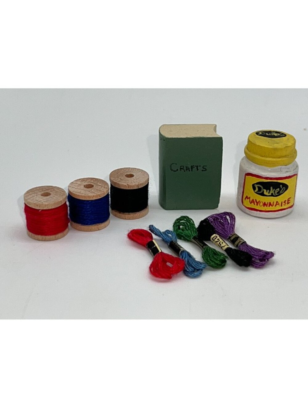 Handmade Miniature Doll House Accessories Lot of 10 Dukes Mayo Craft Book Thread
